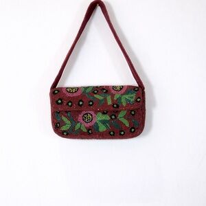 America & Beyond Red Floral Beaded Bag | Shoulder Bag